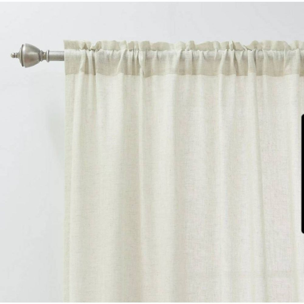 Opaque Collection Cream Ruffled Bottom Linen Blend Curtain Panel - 84" x 52" - Picture 5 of 7